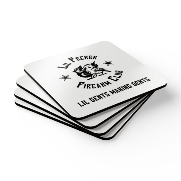Lil Pecker Firearm Club Corkwood Coaster Set - Image 2