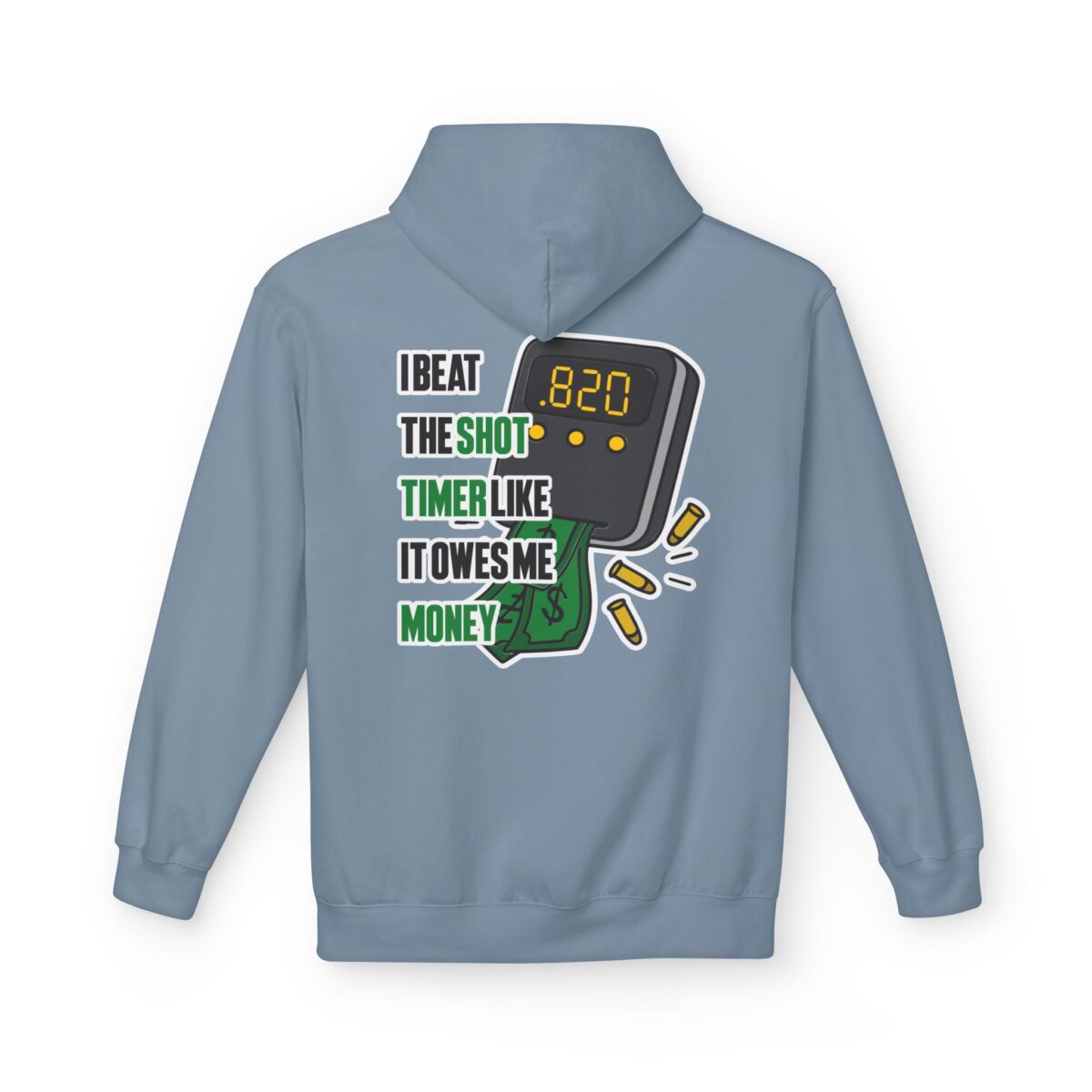 I Beat The Shot Timer Like It Owes Me Money, Cowboy Fleece Hoodie - Image 4