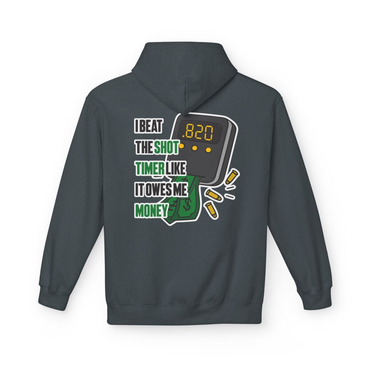 I Beat The Shot Timer Like It Owes Me Money, Cowboy Fleece Hoodie - Image 15